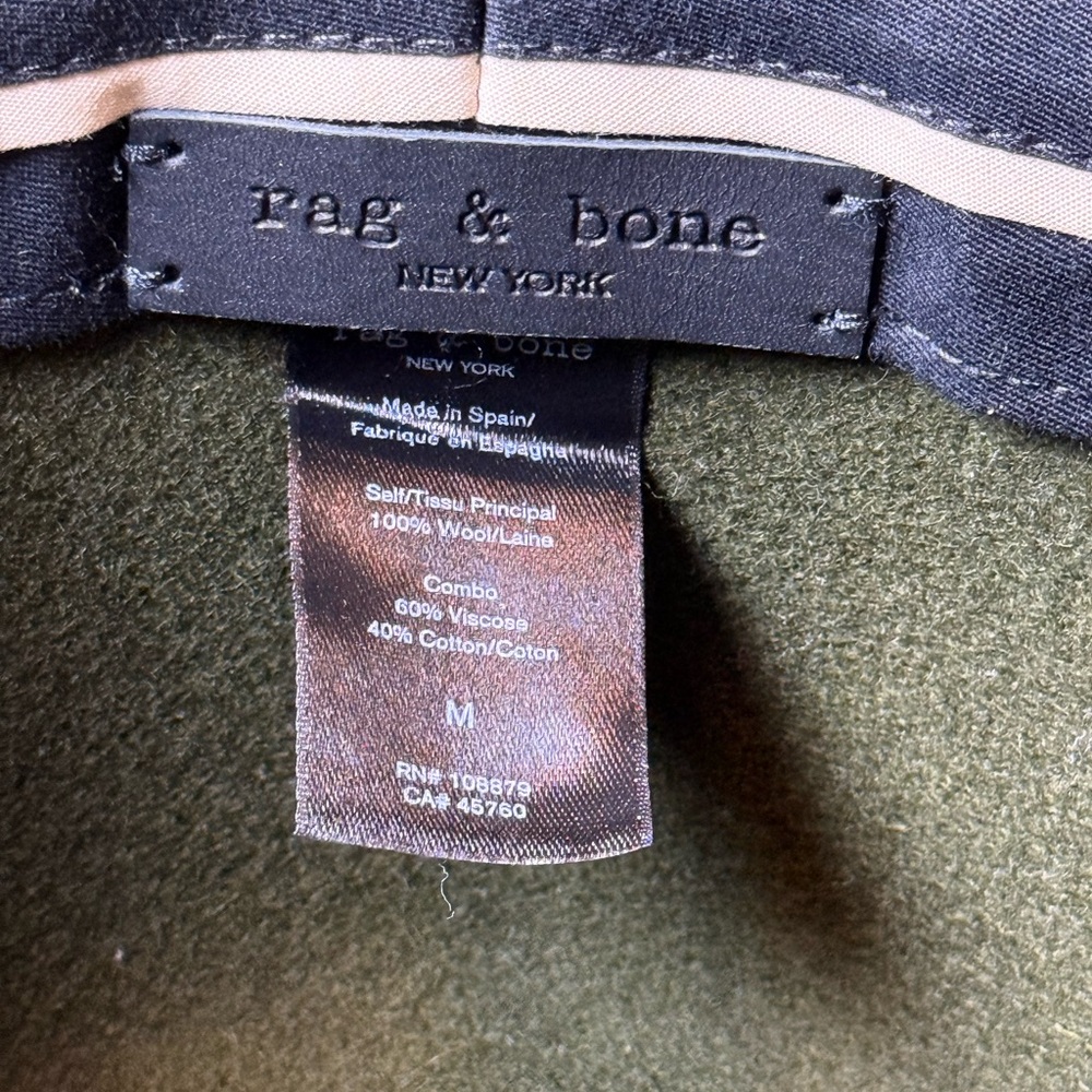 rag & bone Olive Green Wool Wide Brim Hat • Size M • Made in Spain - Picture 7 of 11